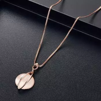 Мода женщин круглый искусственный драгоценный камень кулон ожерелье серьги серьги комплект ювелирных изделий розовый