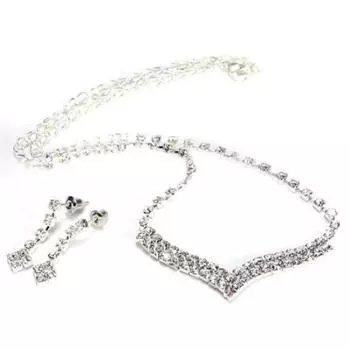 Мода женщин леди горный хрусталь серьги ожерелье свадебный комплект ювелирных изделий