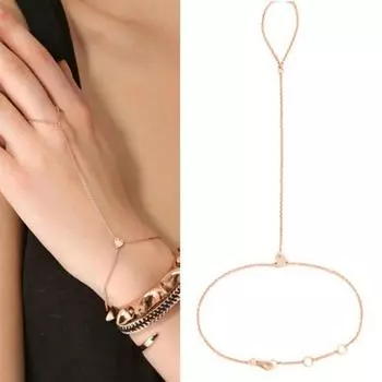 Мода женщин любовь сердце рука жгут палец кольцо раб цепочка браслет ювелирные изделия