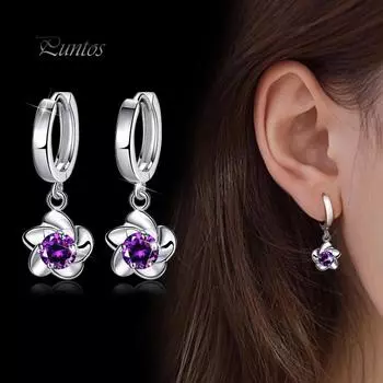 Мода женщин сливы форма мотаться горный хрусталь Leaverback серьги ювелирные изделия белый