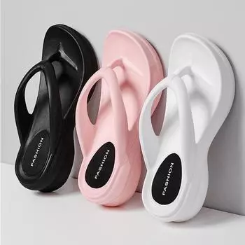 мода Женщины Песок Пляжные шлепанцы Туфли на танкетке Вне моря Пляжные сандалии Толстые шлепанцы Шлепанцы для улицы Летняя обувь 35-36(fit 22.5-23CM) чёрный