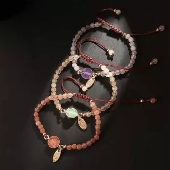 Мода Женщины С Камень Браслет Плетеная Веревка 4MM Бисер Ювелирные Изделия Браслет Ручной Работы Натуральный Камень зелёный