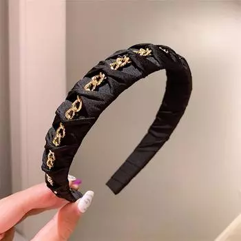 Мода Женщины Сплав Цепочка Повязка на Голову Аксессуары для Волос Ободок Обруч Девушка Головной Убор Взрослый Ручная Работа Однотонные Плетеные Повязки на Голову Size fits all