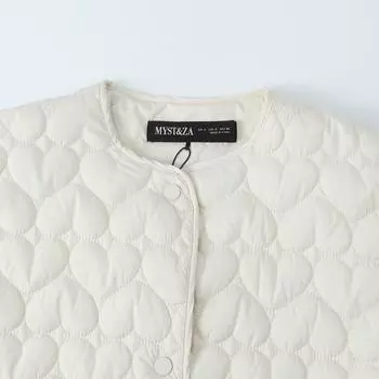 МОДА Женская 2024 Новая универсальная хлопковая куртка с узором в виде сердца Одежда XS белый