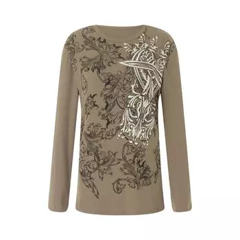 МОДА Женская готическая рубашка Y2K Винтажные мешковатые футболки с длинным рукавом и графикой Футболка свободного покроя Пуловер Топ Уличная одежда Harajuku S хаки