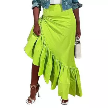 МОДА Женская летняя юбка с высокой талией, повседневная одежда, длинная сексуальная скрытая молния, женская летняя юбка, женская одежда S трава зеленый