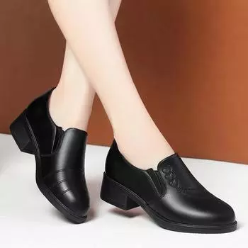 мода Женская мода круглый носок высокое качество черный искусственная кожа короткие ботильоны женская обувь весна осень кристалл глубокий рот удобный 35(Foot22.5cm)