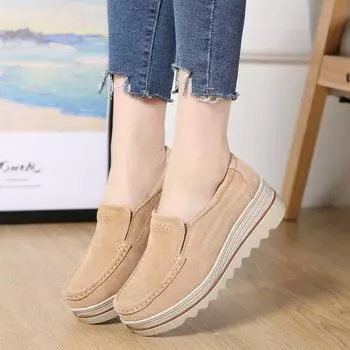 мода Женская обувь на плоской подошве Женская платформа Кроссовки на плоской подошве Женские замшевые туфли-лоферы для женщин Теннис Мокасины Повседневная обувь 2024 35 красный