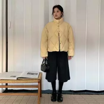 МОДА Женская одежда 2024 Зимняя новая куртка-пуховик женская белая утиная пуховая ромбовидная короткая маленькая куртка женская одежда average size