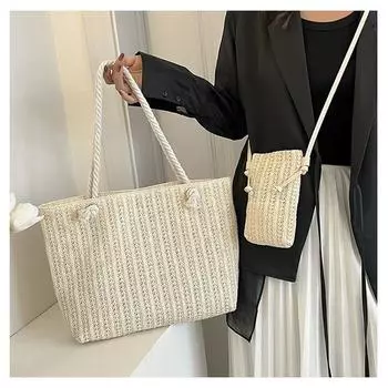 МОДА, женская однотонная модная маленькая сумка через плечо с отверстиями, плетенная соломенная сумка, большая сумка-шопер, богемные пляжные сумки