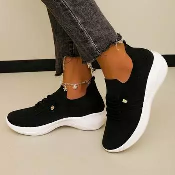 мода женская повседневная обувь мода дышащая сетчатая обувь на платформе для ходьбы кроссовки женские 2024 новые вулканизированные туфли белая женская обувь 36 чёрный