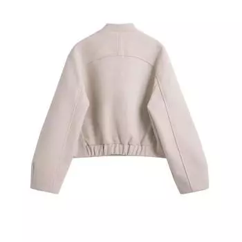 МОДА Женская простая шерстяная куртка с большим карманом и скрытой пуговицой, куртка Одежда XS слоновая кость