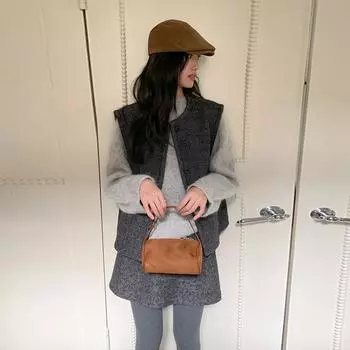 МОДА Женская шерстяная жилетка Куртка женская зимняя 2024 года Новая корейская флисовая жилетка Верхняя женская одежда average size черный серый