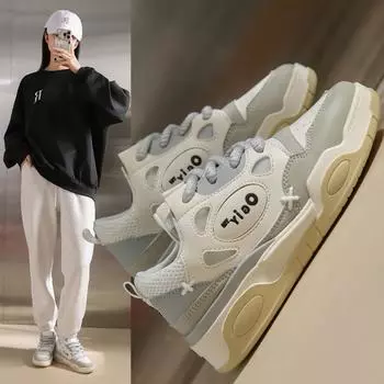 мода Женская вулканизированная обувь Осенняя новая мода Повседневная обувь на толстой подошве Кроссовки на шнуровке Женские туфли на плоской подошве Zapatos De Mujer 35