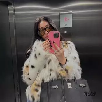 МОДА Женская зимняя новая искусственная меховая куртка с леопардовым принтом XS