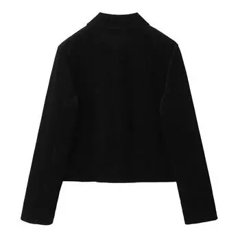 МОДА Женская зимняя универсальная вельветовая куртка с лацканами и длинными рукавами, с карманами, куртка Одежда XS чёрный