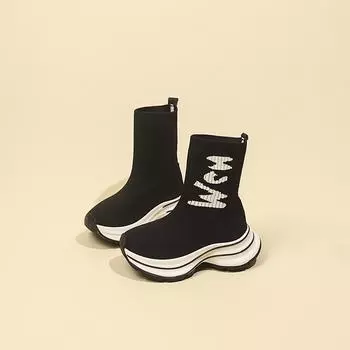 мода женские ботильоны на платформе с носком на плоской подошве обувь зима 2025 новый тренд гладиатор вязание повседневные модные кроссовки теплые зимние ботинки женские 35 чёрный