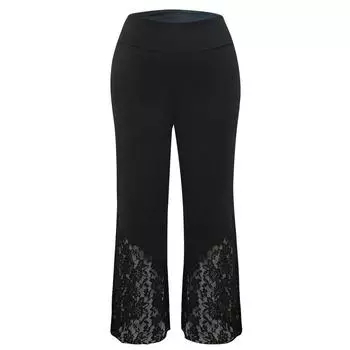 МОДА Женские кружевные брюки больших размеров, широкие свободные спортивные леггинсы L чёрный