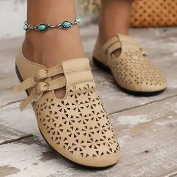 мода женские летние новые модные дизайнерские сандалии с металлической пряжкой на танкетке повседневные удобные пляжные шлепанцы Zapatillas Muje 35 бежевый