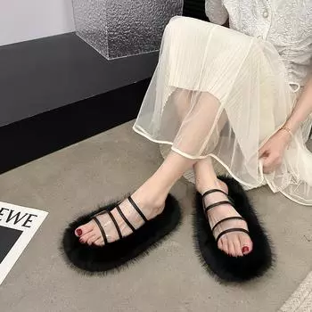мода Женские пушистые женские меховые роскошные пушистые плюшевые тапочки для дома мягкие пушистые на платформе для дома повседневные зимние домашние теплые высокие каблуки женские 35 бежевый