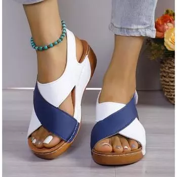 мода Женские сандалии Обувь Летняя пляжная обувь для прогулок Женская обувь для вечеринок Большие размеры Женская обувь с открытым носком Женская обувь для сандалий 36