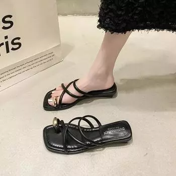 мода женские тапочки женские летние туфли на плоской подошве римские туфли на низком каблуке сандалии обувь женские гладиаторы с открытым носком пляжные женские 35 бежевый