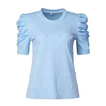 МОДА Женские топы, пуловеры, повседневная одежда, впитывающие пот, удобные женские офисные топы, рубашки, одежда для поездок на работу, одежда для поездок на работу S небесно-голубой