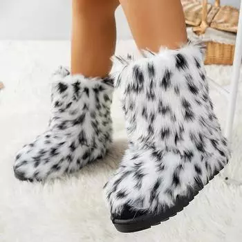 мода женские туфли на плоской подошве на платформе меховые плюшевые модные дизайнерские ботильоны зимние ботинки 2025 года трендовая женская обувь теплые удобные ботинки Zapatos Mujeres 36 чёрный