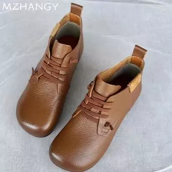 мода женские туфли на плоской подошве зимние ботильоны кожаные повседневные кроссовки женские 2025 тренд мода ретро ботинки челси зимние новые уютные женские ботинки 35 чёрный