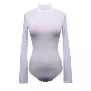 МОДА Женский комбинезон с длинным рукавом Bodycon Комбинезон Romper Leotard Tops Bous Playsuit ONE SIZE белый