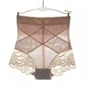 мода Женское нижнее белье Сексуальные кружевные брюки Женские послеродовые брюки Трусы средней талии для девочек Сексуальное нижнее белье L бежевый