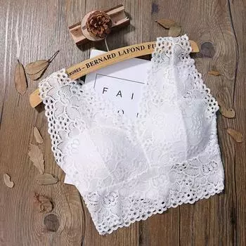 МОДА Женское сексуальное кружевное вязаное крючком цельное бюстгальтер-бюстье кружевной укороченный топ бюстгальтер бесшовное нижнее белье белый