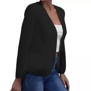 МОДА Женское весенне-осеннее пальто в деловом стиле, однотонный кардиган с ажурным швом, для поездок на работу, короткий, с длинным рукавом, с защитой от морщин, Женский костюм, пальто XL белый