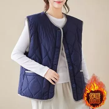 МОДА Жилет из овечьей шерсти с обеих сторон Женская корейская версия 2024 года Ленивый ветер свободный утепленный жилет без рукавов Одежда M коричневый