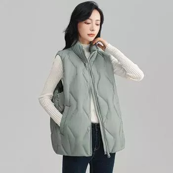 МОДА Зима 2024 Новый пуховый жилет женский короткий маленький теплый модный тренд зимняя одежда S