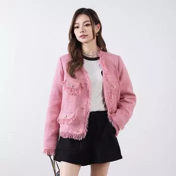 МОДА Зима 90 Новый национальный стандарт флисовая куртка Xiaoxiang Зимняя куртка-пуховик Rhombus Burr V-Neck Женская одежда S розовый