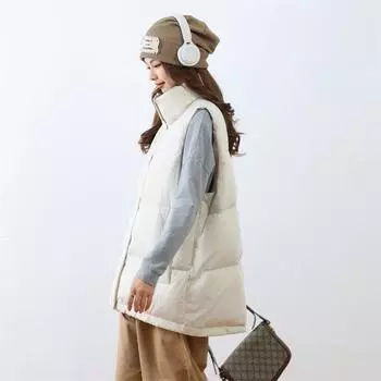 МОДА зима 90 пух простой универсальный зимний новый однотонный женский жилет теплый пуховый жилет Одежда one size fits all белый