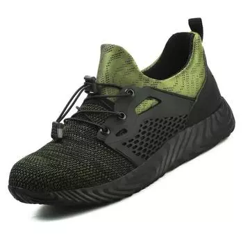 мода зима осень кроссовки неразрушимые ботинки райдера мужские стальной носок воздушные защитные ботинки дышащая обувь с защитой от проколов 4.5 зелёный