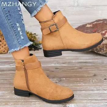 мода Зимние туфли на плоской подошве женские зимние ботильоны замшевые дизайнерские туфли в стиле ретро классические новые ботинки челси 2024 года тренд зимние готические ботинки женские 35 коричневый