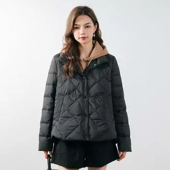 МОДА зимняя новая женская 90 пуховая ромбовая однотонная простая однотонная о женской пуховой куртке Одежда S светло-фиолетовый