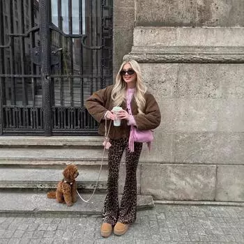 МОДА Зимняя новая женская одежда Новая однотонная стеганая хлопковая замшевая одежда с длинным рукавом и кружевным бантом из хлопка XS темно-коричневого