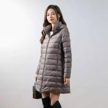 МОДА Зимняя новая женская однотонная куртка с капюшоном и съемным капюшоном, средняя и длинная куртка большого размера, одежда M бордовый