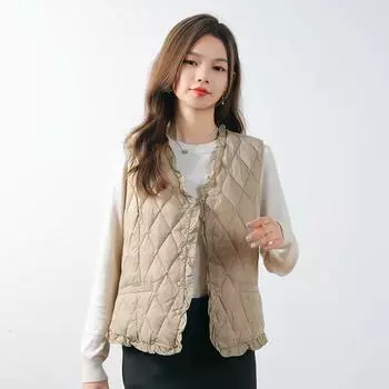 МОДА зимняя новинка для женщин 90-пуховый легкий пуховый жилет с V-образным вырезом женский жилет женский ромбовидный пуховик Одежда S