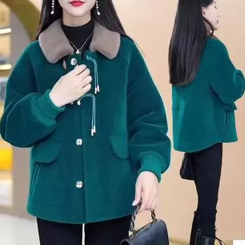 МОДА зимняя одежда высокого класса для мам среднего возраста зимняя норковая флисовая меховая одежда для женщин среднего и пожилого возраста верхняя одежда M зелёный