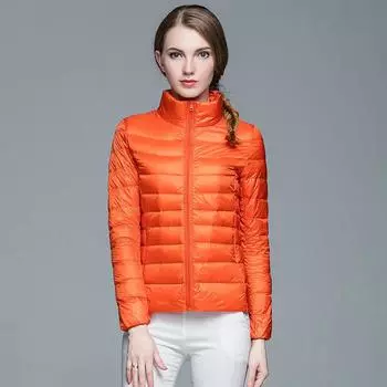 МОДА Зимняя теплая легкая пуховая женская короткая стойка-воротник корейская версия уличная тонкая зимняя женская одежда одежда больших размеров S хаки