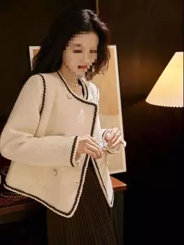 МОДА Знаменитый стиль твид тканый короткий маленький ароматный стиль верхняя женская одежда 2024 нишевые топы женская одежда S чёрный