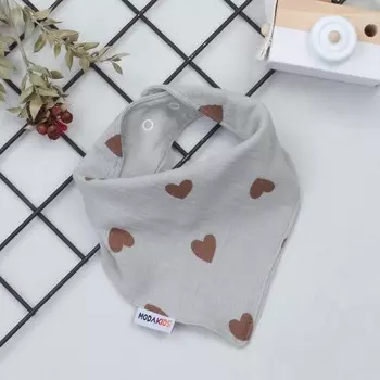 Modakids муслиновый шарф Grey Heart Baby Saliva Салфетка для рта