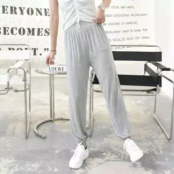 Modal Bloomers Spring/Summer Thin Mosquito Repelling Pants Women s Sports Casual Loose Dance Pants Drape Thin Looking Jogger Pants Light gray XL