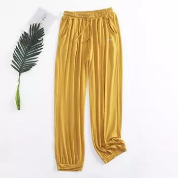 Modal Casual Pants Women s Spring/Summer High Waist Plus Size Yoga Kung Fu Sports Dance Pants Loose Thin Anti-Mosquito Pants Ginger yellow L (Recommendation 50.00 kg-60.00 kg