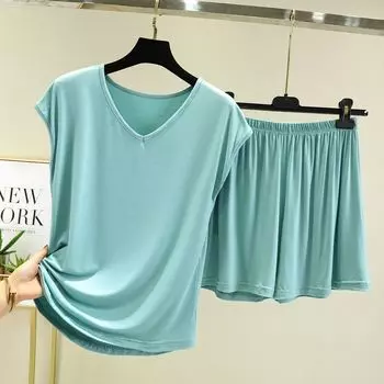 Modal Casual Sleeveless Pajamas Thin Tops Beans green color L (recommended 50.00 kg-60.00 kg